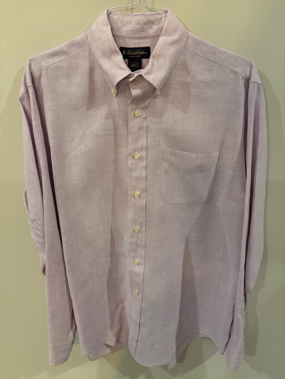 Brooks Brothers Pale Lavender Linen Button-Down Shirt Men's L